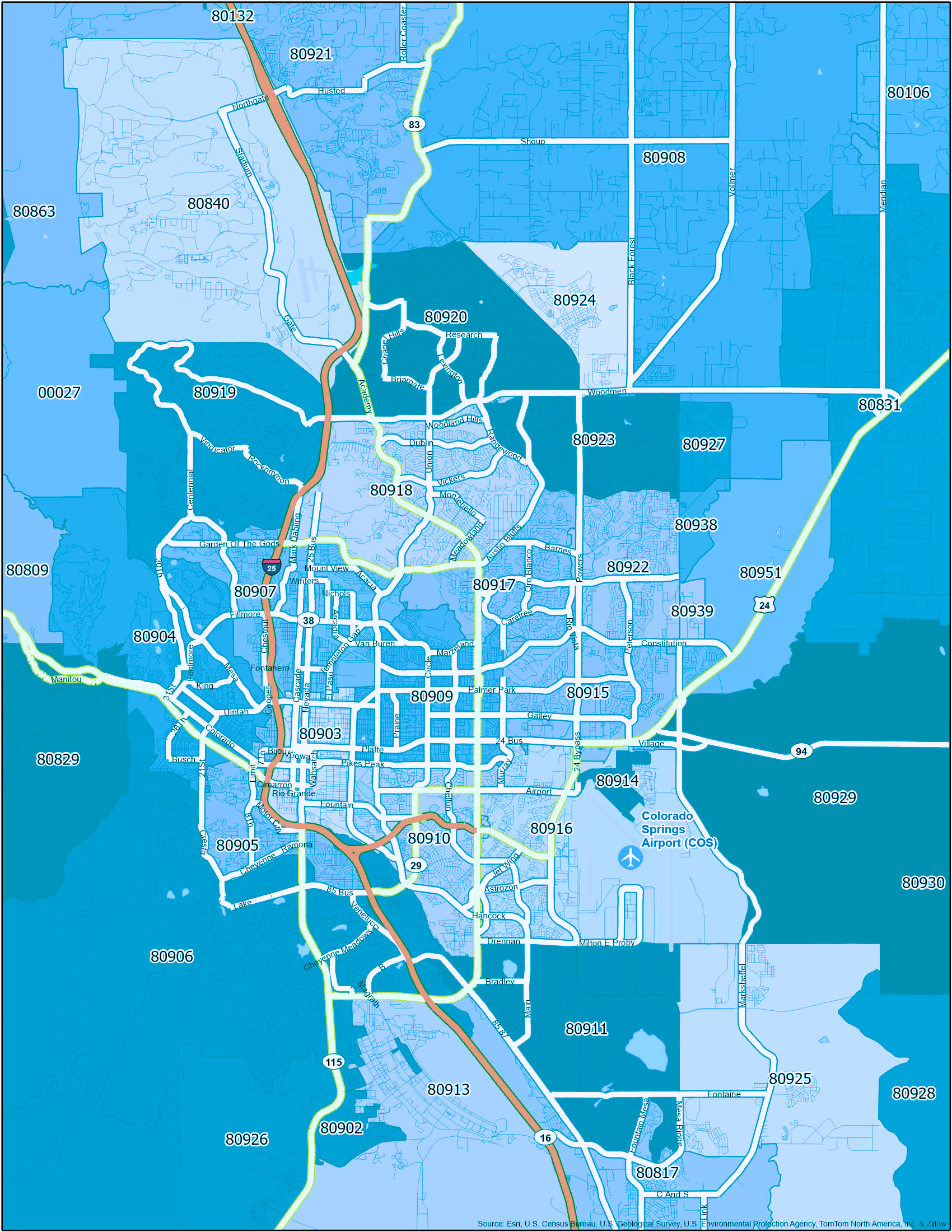 Team Pikes Peak Zip Code Map